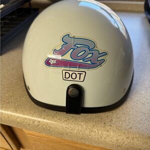 Fox White Helmet with Multicolor Logo